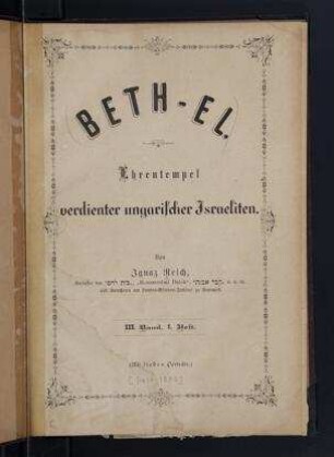 In: Beth-El ; Band 3,1