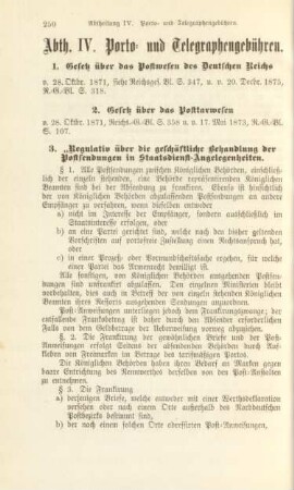 Abth. IV. Porto- und Telegraphengebühren