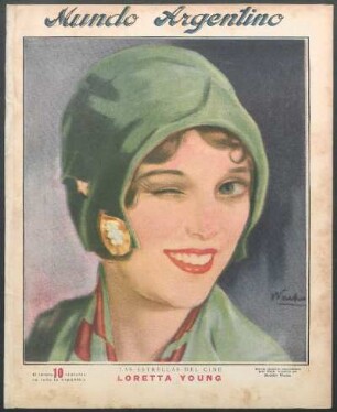 Las estrellas del cine: Loretta Young [Retrato] : Retrato ejecutado especialmente para Mundo Argentino por Rodolfo Wacha