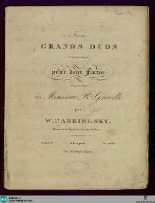 Trois grands duos concertans : pour deux flutes; oeuvre 35