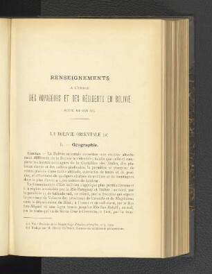 Renseignements a l´usage des voyageurs et des résidents en Bolivie