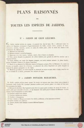 Plans raisonné de totes les espèces de jardins
