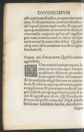 Caput .xii. fen quartae, Quid a vomitu agendum.