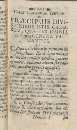 Caput Trigesimum Tertium De Præcipuis Divisionibus Istis Causarum, Qvæ Per Omnia causarum Genera Vagantur.