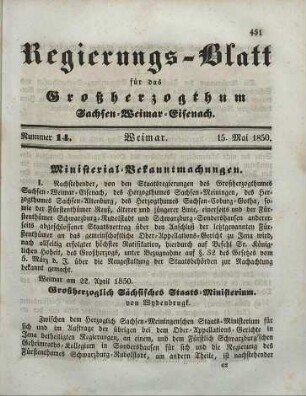 Nr. 14 : 15. Mai 1850