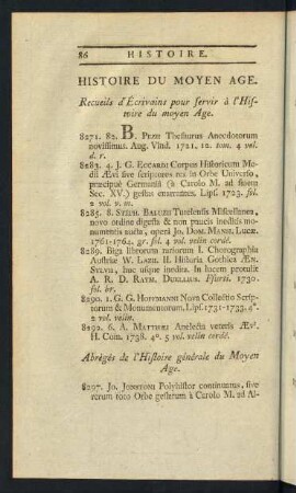 Histoire Du Moyen Age.