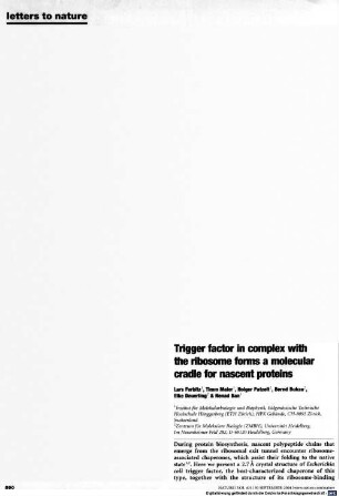 Trigger factor in complex with the ribosome forms a molecular cradle for nascent proteins