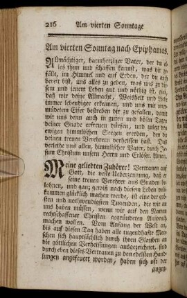 Am vierten Sonntag nach Epiphanias.