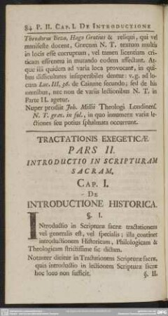 Tractationis Exegeticae Pars II. Introductio In Scripturam Sacram