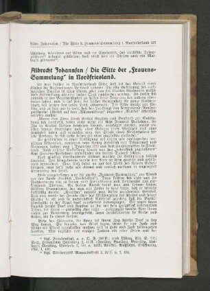 Die Sitte der "Frauens=Sammelung" in Nordfriesland.