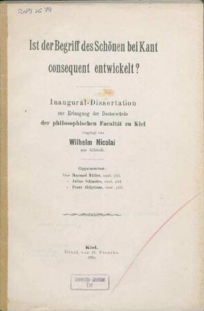 Ist der Begriff des Schönen bei Kant consequent entwickelt?
