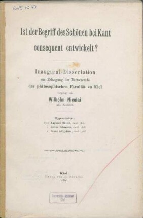Ist der Begriff des Schönen bei Kant consequent entwickelt?