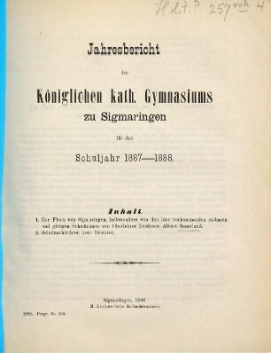 Jahresbericht : über das Schuljahr ... 1887/88