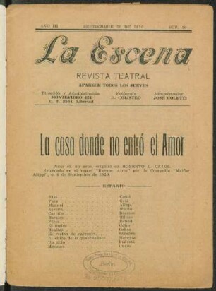 La casa donde no entró el Amor : pieza en un acto