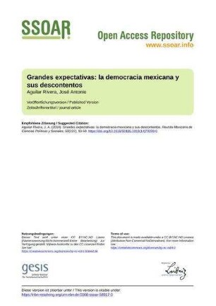 Grandes expectativas: la democracia mexicana y sus descontentos