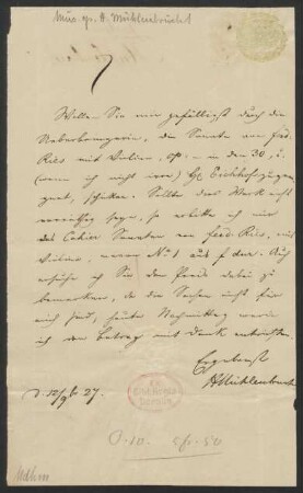Brief an Traugott Trautwein : 12.11.1827