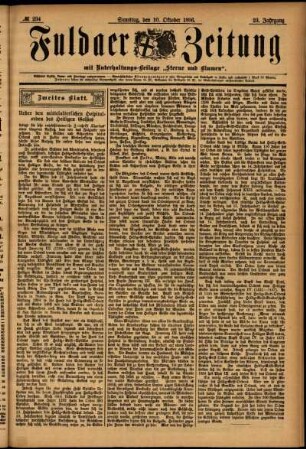 Zweite Ausgabe vom Samstag, den 10. Oktober 1896.
