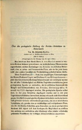 Kleine Abhandlungen paläontologischen Inhalts in Separatabdrücken des Sitzungsberichte der k. k. Akad. d. Wissensch. in Wien : in 1 vol.. 3