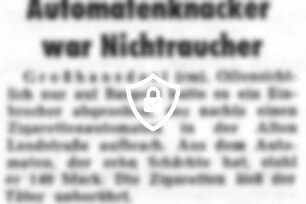 Automatenknacker war Nichtraucher