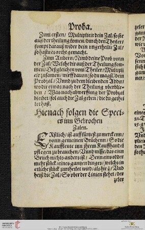 Hienach folgen die Species inn Gebrochen Zalen