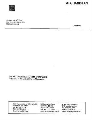 By all parties to the conflict : violations of the laws of war in Afghanistan