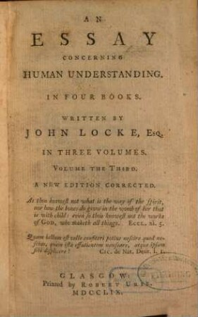 An Essay Concerning Human Understanding : In Four Books ; In Three Volumes, 3