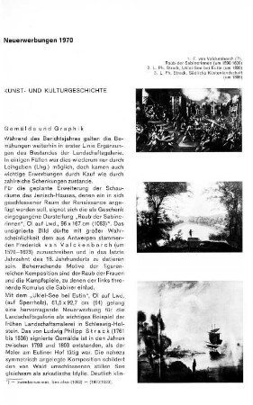 Neuerwerbungen 1970