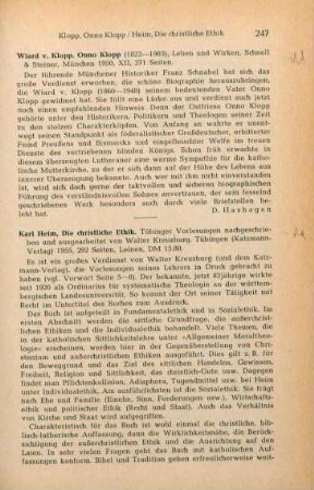 247 [Rezension] Klopp, Wiard von, Onno von Klopp