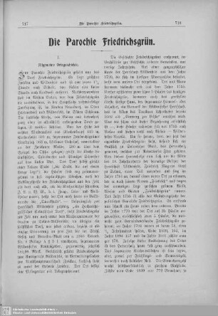 Die Parochie Friedrichsgrün