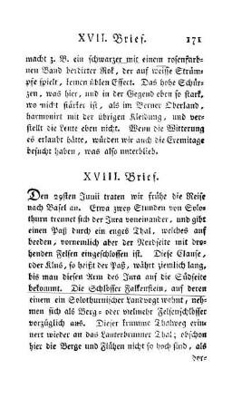 Achtzehenter Brief - Reise nach Basel. Arlesheim