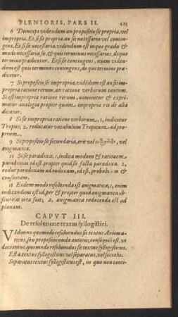 Caput III. De resolutione textus syllogistici.