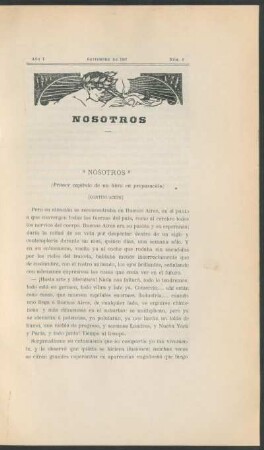 "Nosotros" - (Continuación) : (Primer capítulo de un libro en preparación)