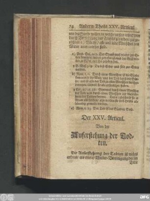 Der XXV. Articul. Von der Auferstehung der Todten.