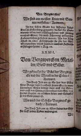 XXXII. Von Bergwercken/ Metallen/ Gold und Silber