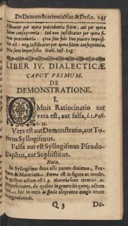 Caput Primum. De Demonstratione.