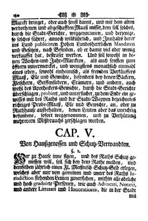Cap V. Von Hausgenossen und Schutz-Verwandten.