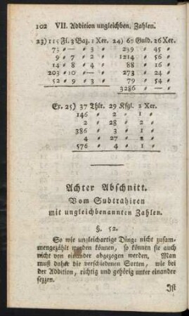 Achter Abschnitt. Vom Subtrahiren mit ungleichbenannten Zahlen
