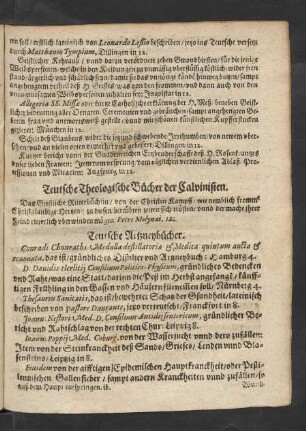 Teutsche Theologische Bücher der Calvinisten.