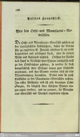 Drittes Hauptstück. Von den Oehl- und Manufactur-Gewächsen