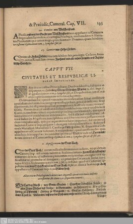 Caput VII. Civitates Et Respublicae Liberae Imperiales