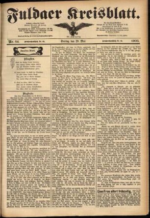 Zweite Ausgabe vom Freitag, den 29. Mai 1903.