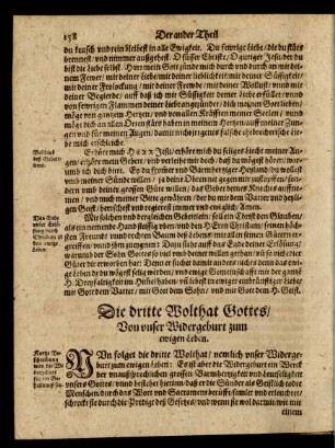 Die dritte Wolthat Gottes/ Von unser Widergeburt zum ewigen Leben.