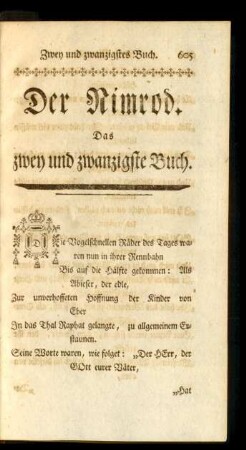 Der Nimrod. Das zwey und zwanzigste Buch