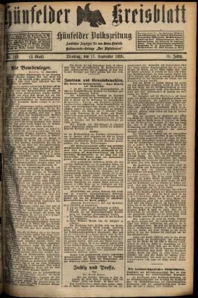 Zweite Ausgabe vom Dienstag, den 17. September 1929.
