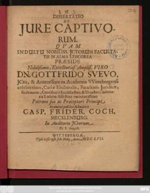 Dissertatio De Iure Captivorum