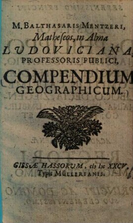 Balthasaris Mentzeri Compendium geographicam