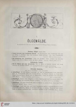 I. Gemälde (Nr. 1-179)