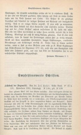 581-594 Empfehlenswerthe Schriften