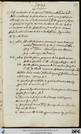 [fol. 259] Rektorat Johann Friedrich Blau 1730/31
