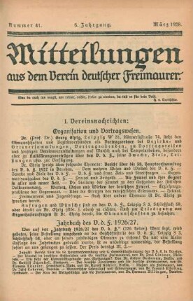 Nummer 41. 6. Jahrgang. März 1928.